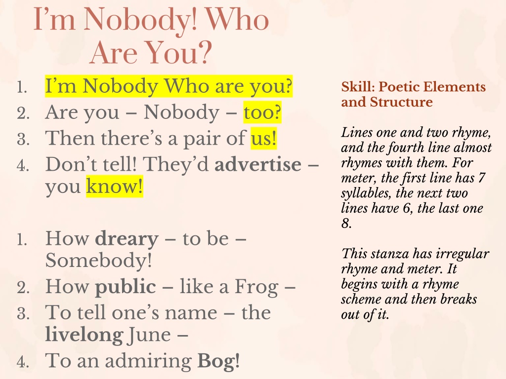 i am nobody who are you essay