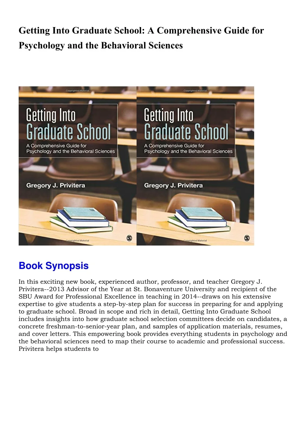 PPT - EBOOK Getting Into Graduate School A Comprehensive Guide for ...
