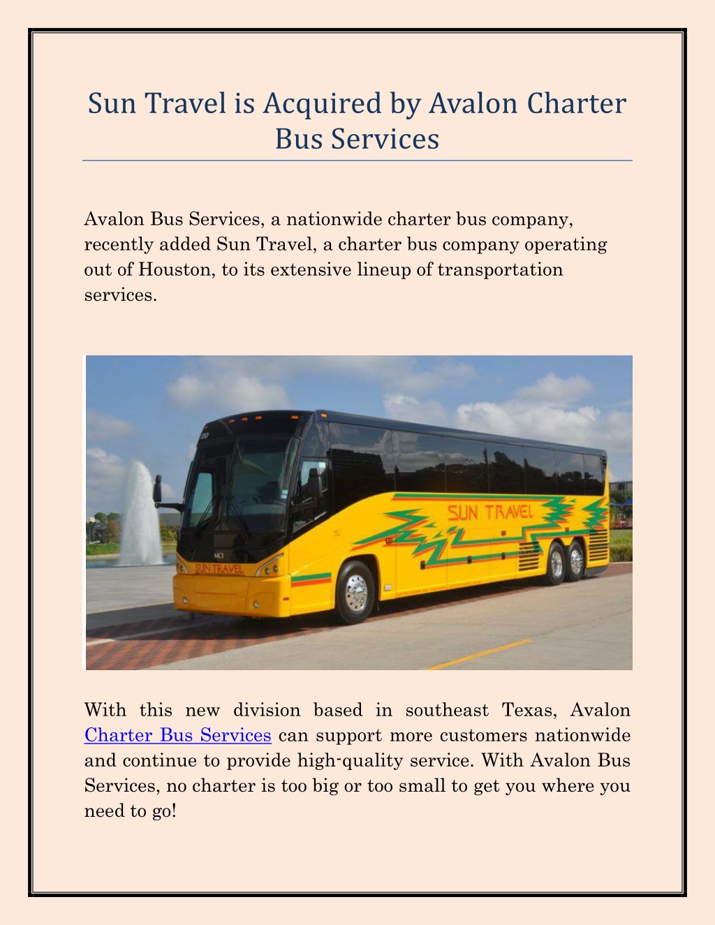 sun travel charter buses