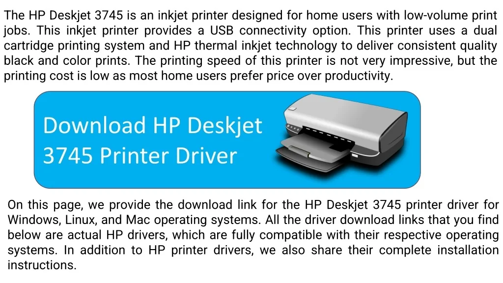 PPT - Download HP Deskjet 3745 Printer Driver Inkjet PowerPoint ...