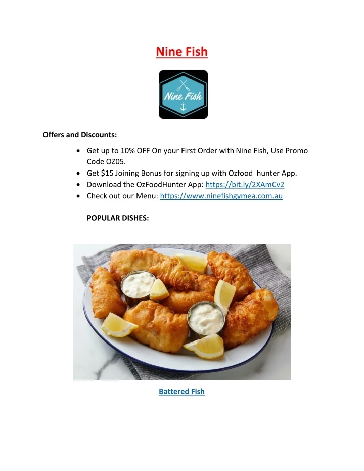 PPT 5 Off Nine Fish Gymea Menu Fish & Chips Restaurant NSW