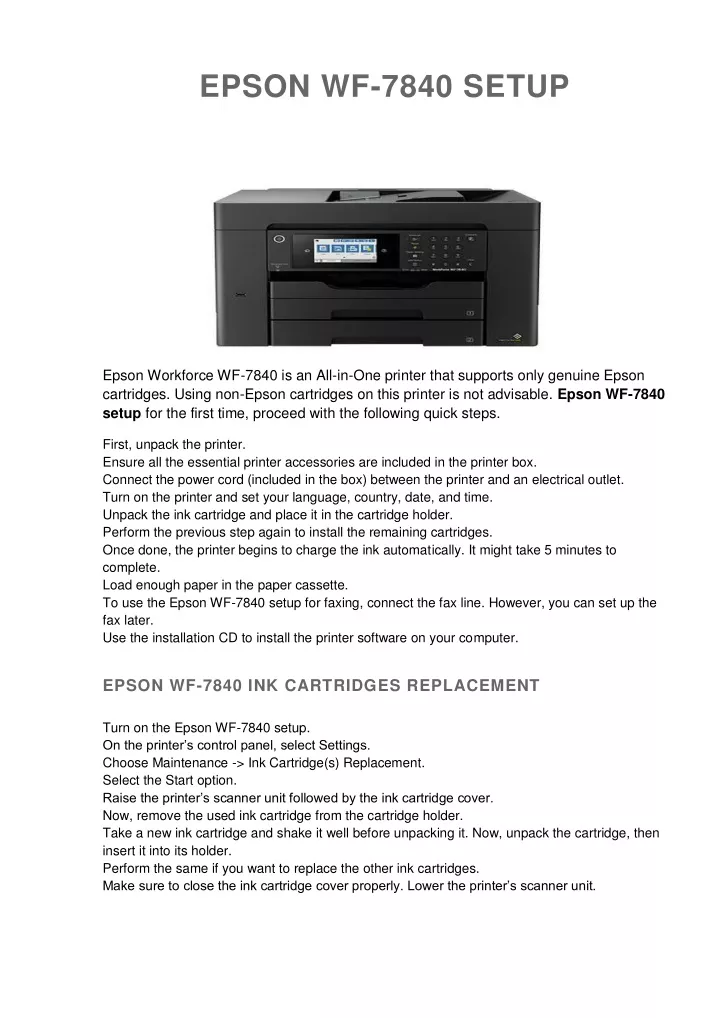 PPT EPSON WF7840 SETUP (1) PowerPoint Presentation, free download