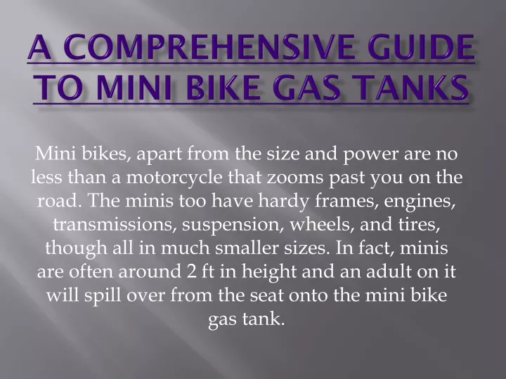 PPT - A Comprehensive Guide to Mini Bike Gas Tanks PowerPoint