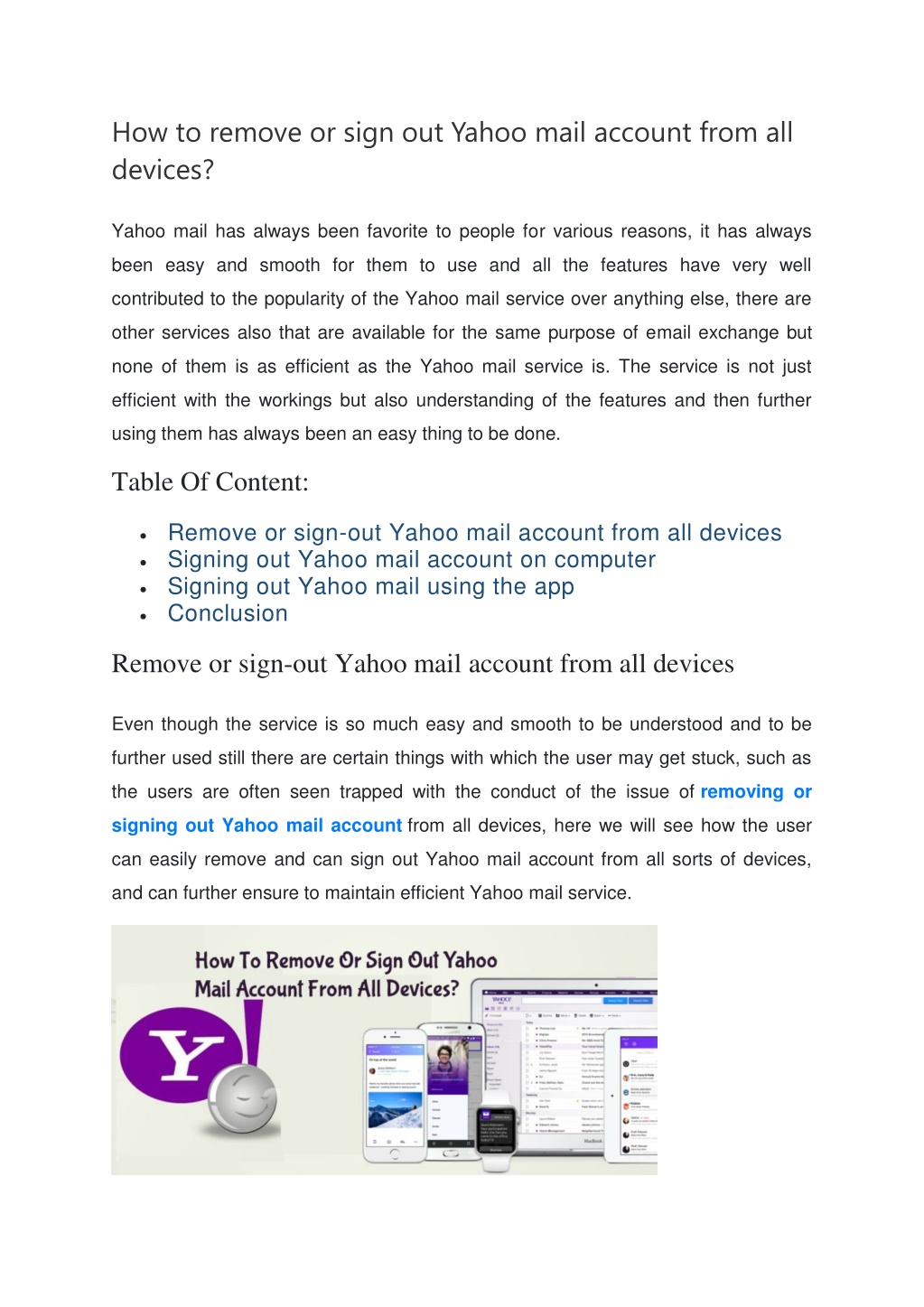 how to remove my yahoo email from other devices
