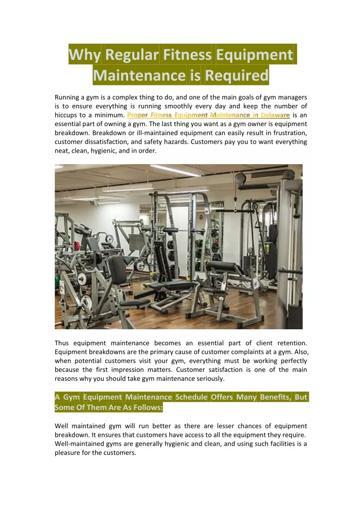 PPT - Why Regular Fitness Equipment Maintenance is Required PowerPoint ...