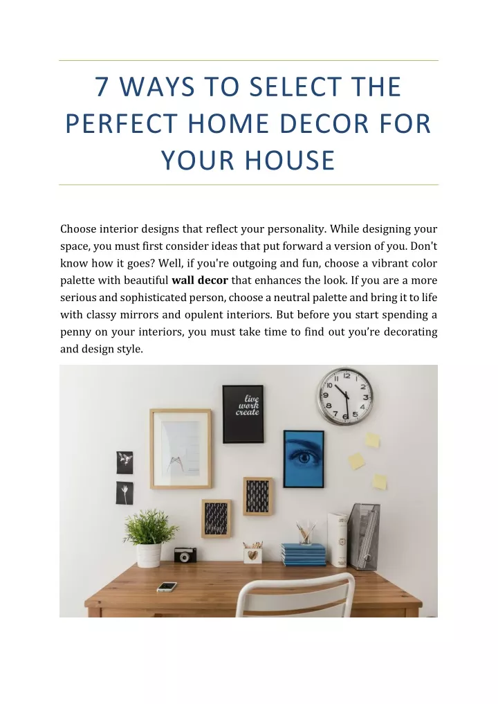 PPT - 7 Ways to Select the Perfect Home Decor for Your House PowerPoint 