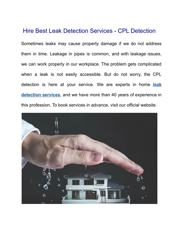 PPT Hire Best Leak Detection Services CPL Detection PowerPoint