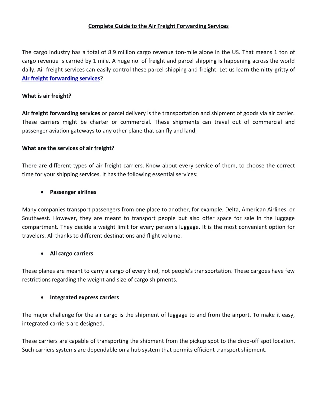 PPT - Complete Guide to the Air Freight Forwarding Services UK ...