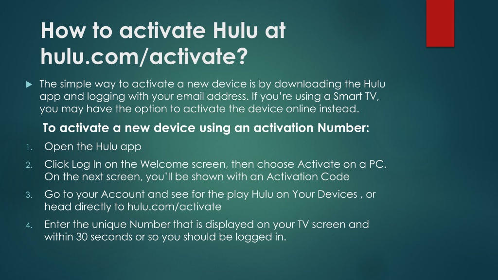 Ppt How To Activate Hulu At Activate Powerpoint