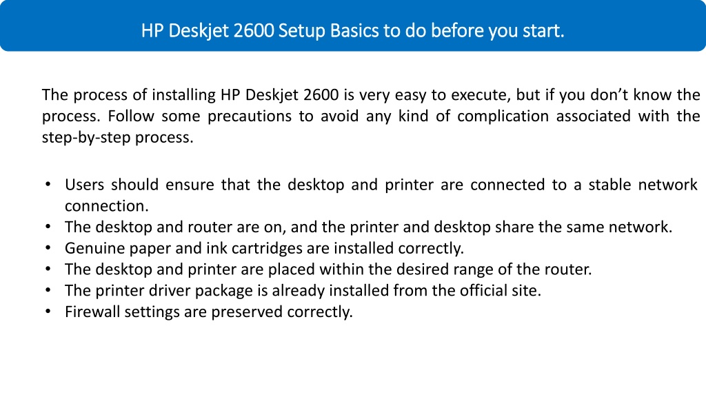 Ppt How To Setup Hp Deskjet 2600 Printer Support Care Installation Powerpoint Presentation 4168
