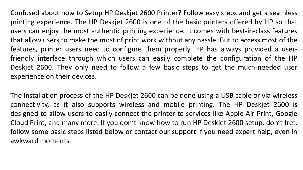 Ppt How To Setup Hp Deskjet 2600 Printer Powerpoint Presentation Free Download Id11000053 3484