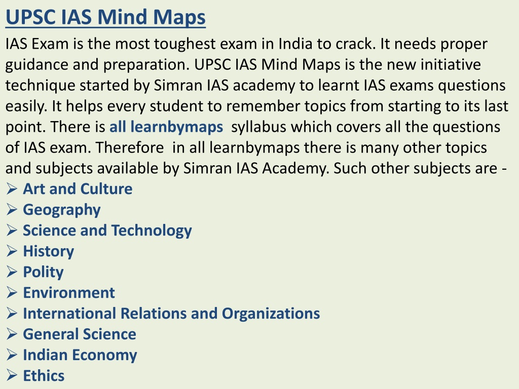 PPT - UPSC IAS Mind Maps Simran IAS Academy PowerPoint Presentation ...