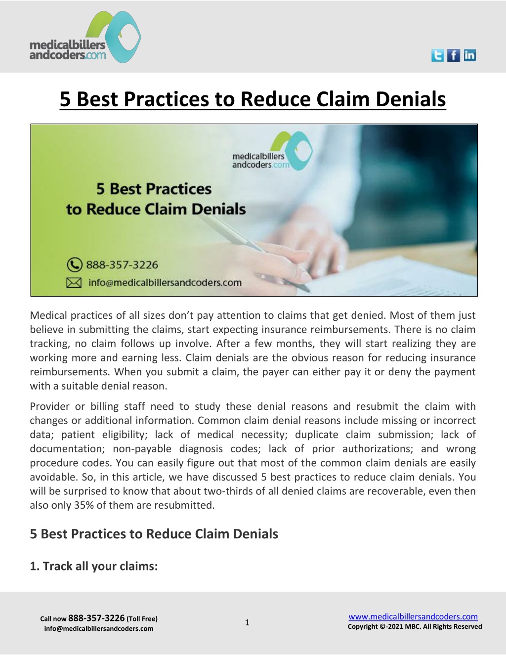 PPT - 5 Best Practices To Reduce Claim Denials PowerPoint Presentation ...