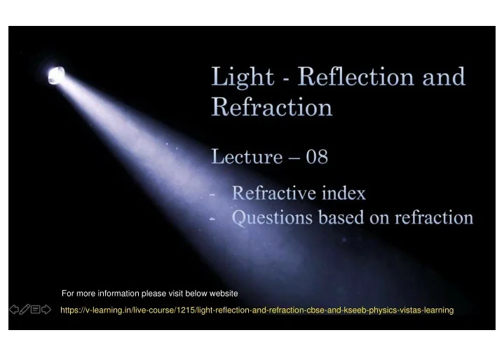 PPT - Class 10|Light - Reflection and Refraction | CBSE and KSEEB ...