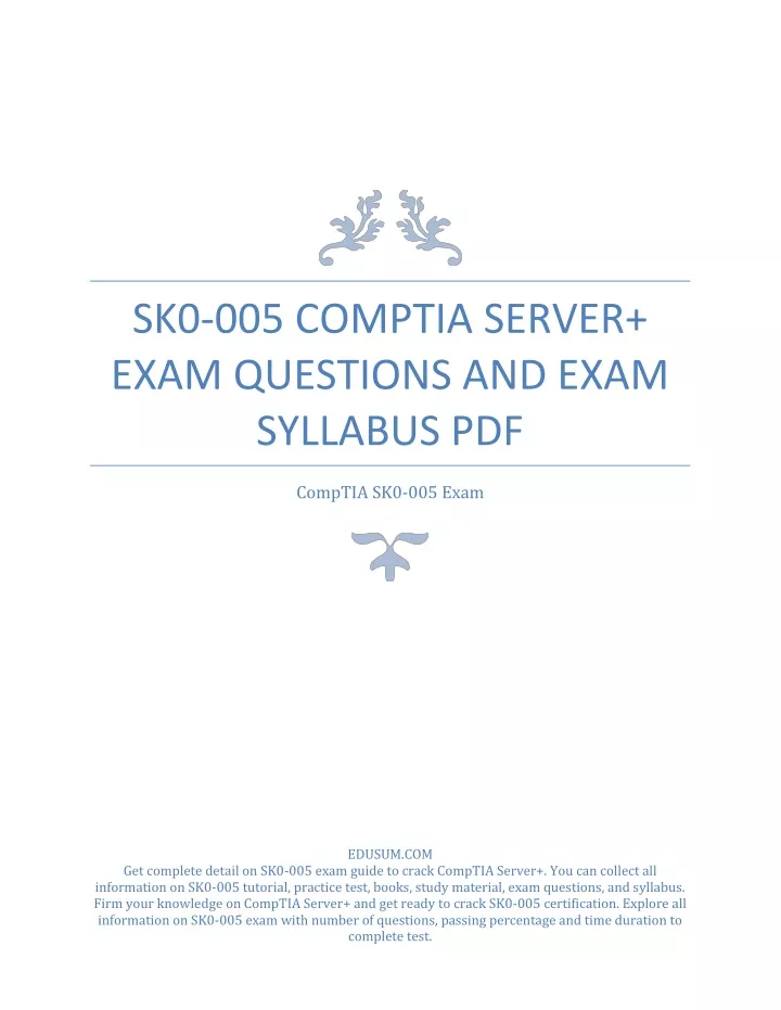 PPT - SK0-005 CompTIA Server Exam Questions and Exam Syllabus PDF Sns-Brigh10