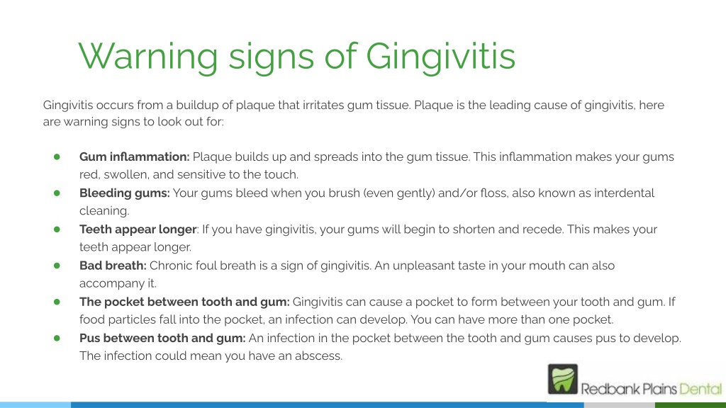 PPT - Causes & Warning Signs of Gingivitis _ Redbank Plains Dental ...