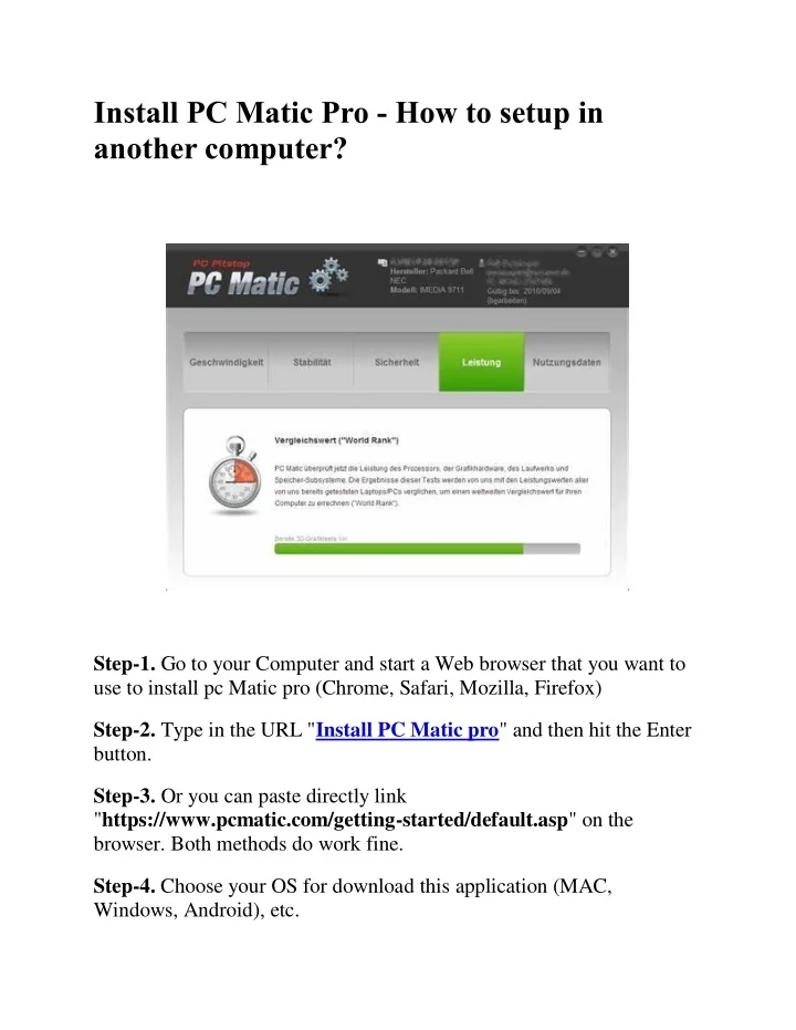 PPT - Install PC Matic Pro - How to setup in another computer ...