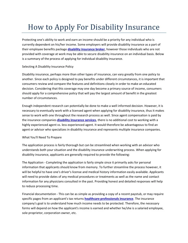 assignment of disability insurance