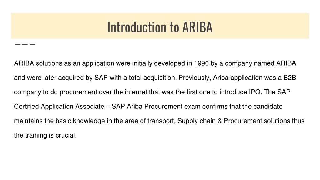 PPT - SAP ARIBA | SAP ARIBA Online Course | ARIBA Sourcing Training ...