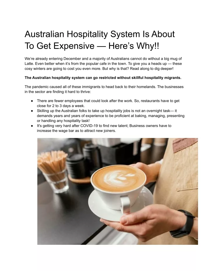 PPT - Australian Hospitality System Is About To Get Expensive — Here’s ...