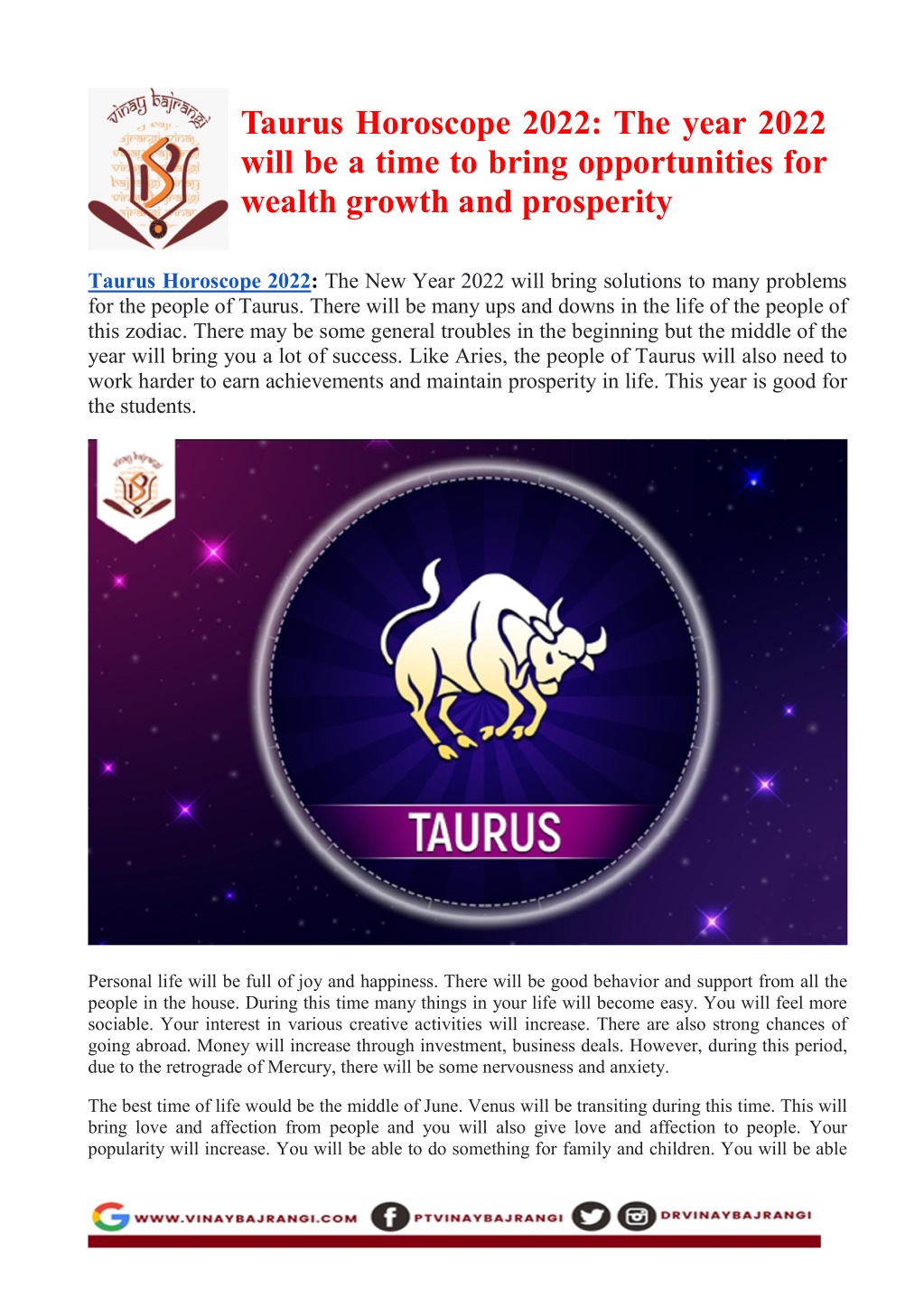 PPT - Taurus Horoscope 2022 Predictions PowerPoint Presentation, free ...