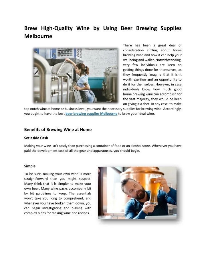 PPT Beer Brewing Supplies Melbourne PowerPoint Presentation, free download ID11012209