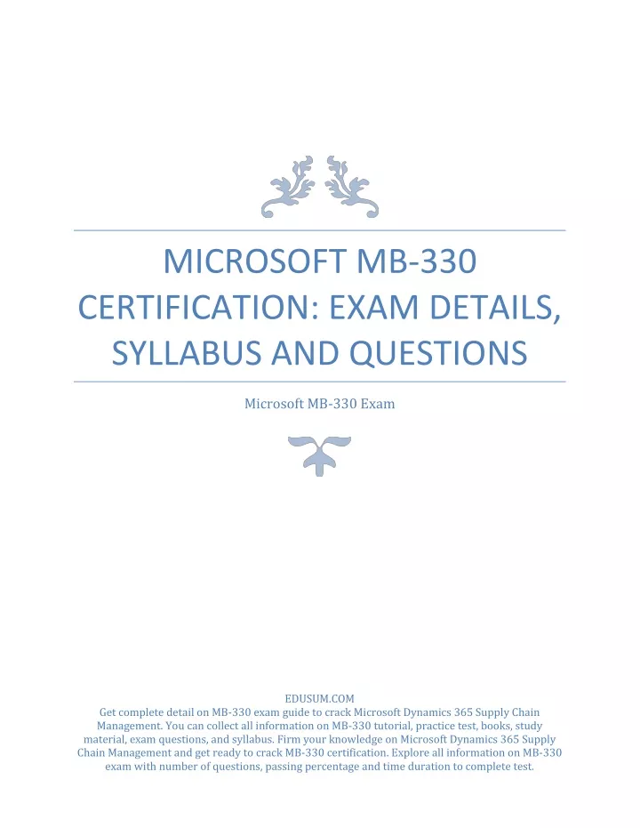 MB-330 Key Concepts