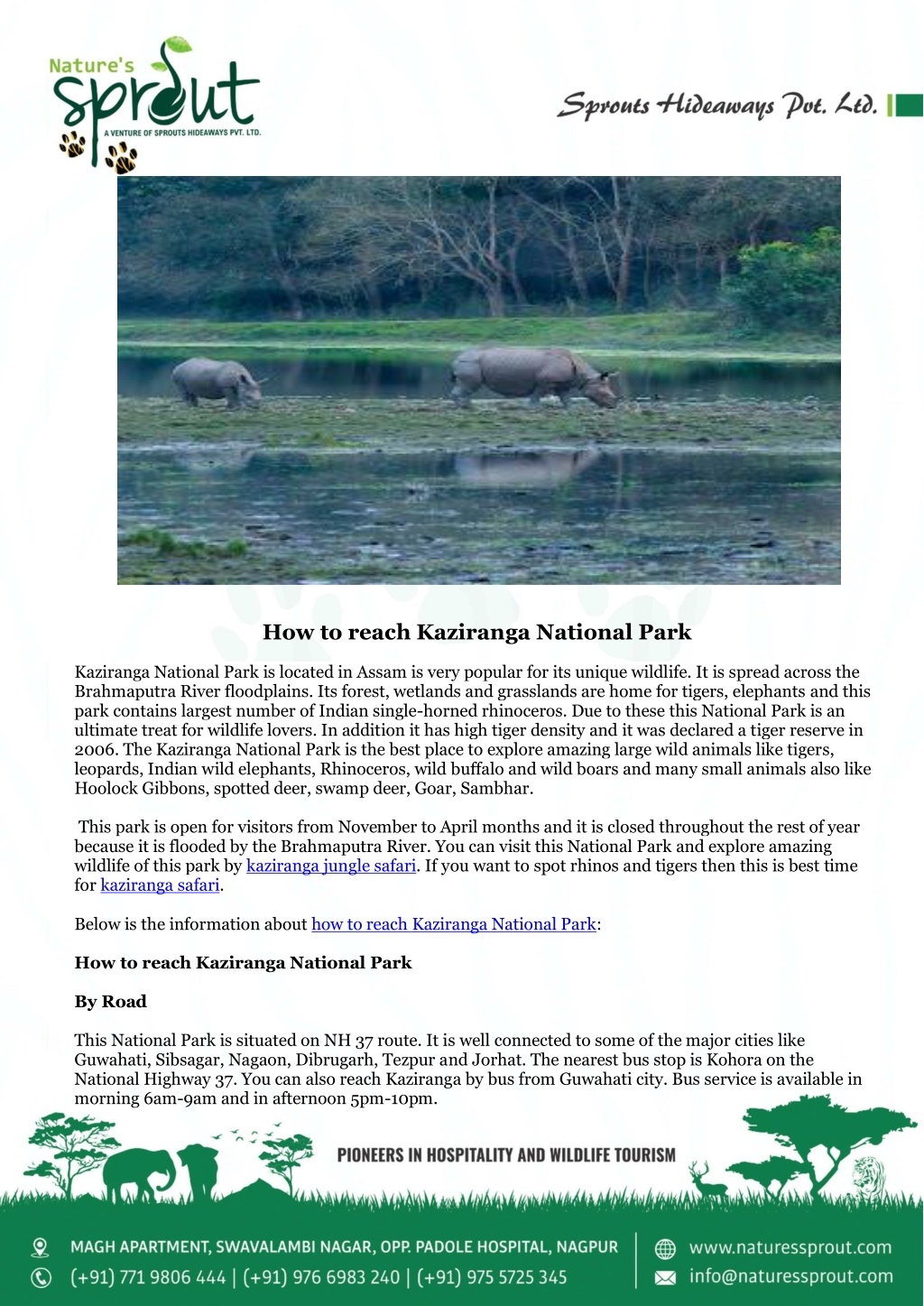 make a presentation on kaziranga national park