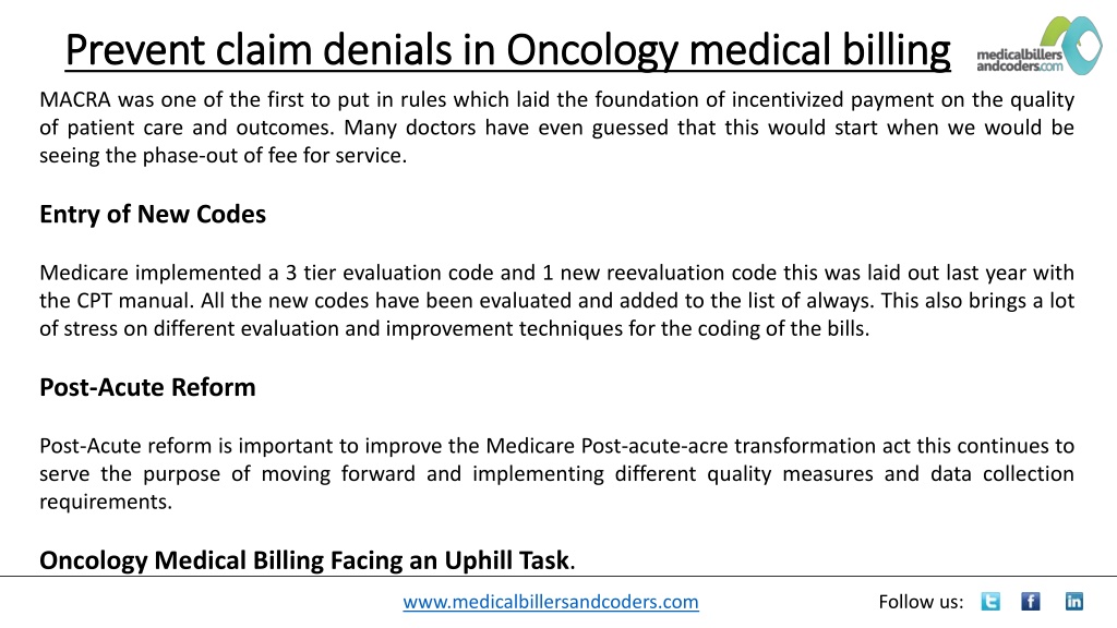 PPT - Prevent claim denials in Oncology medical billing PowerPoint ...