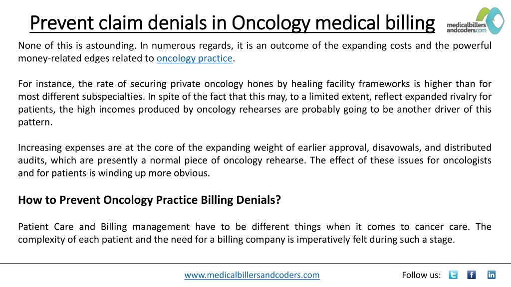 PPT - Prevent claim denials in Oncology medical billing PowerPoint ...