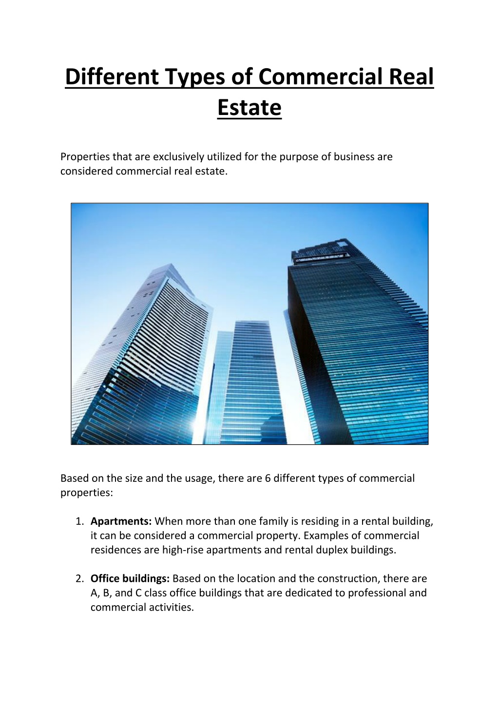 PPT - Different Types Of Commercial Real Estate PowerPoint Presentation ...