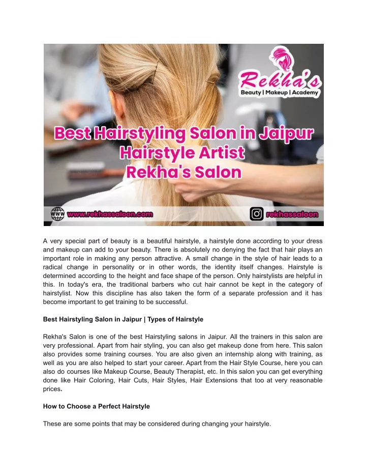 Ppt Best Hairstyling Salon In Jaipur Hairstyle Artist Rekhas Salon Powerpoint 