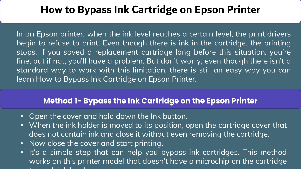 Ppt How To Bypass Ink Cartridge On Epson Printer Powerpoint Presentation Id11014161 2789