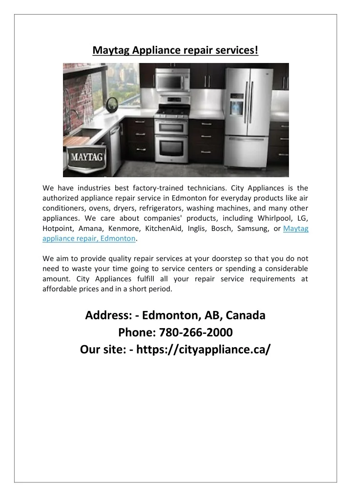 PPT Maytag Appliance repair services! PowerPoint Presentation, free