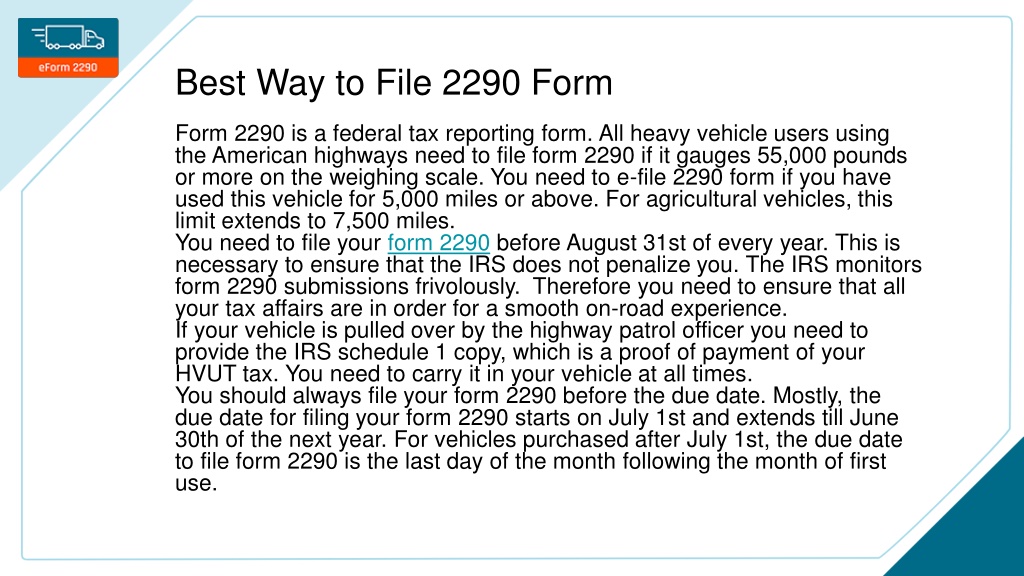 PPT How to file form 2290 instantly PowerPoint Presentation, free