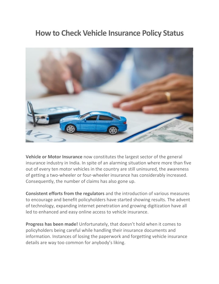 Ppt How To Check Vehicle Insurance Policy Status Quickinsure Powerpoint Presentation Id 2739