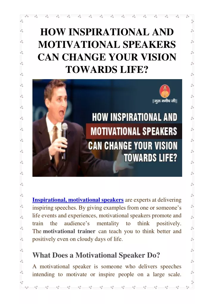 PPT - INSPIRATIONAL AND MOTIVATIONAL SPEAKERS PowerPoint Presentation ...