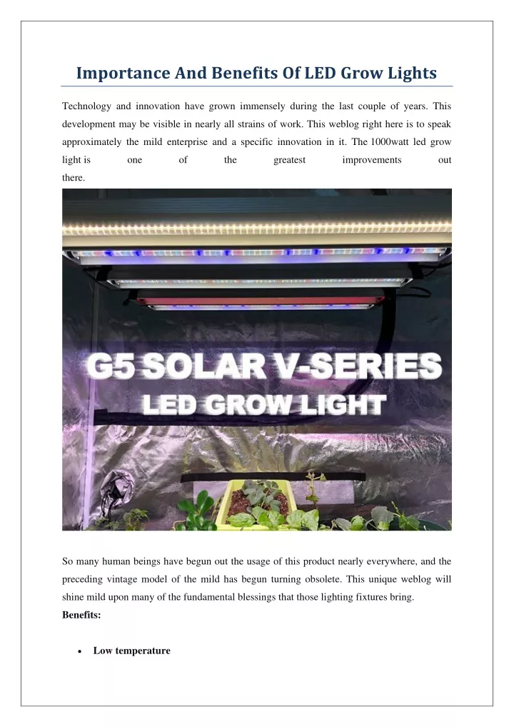 importance and benefits of led grow lights n.