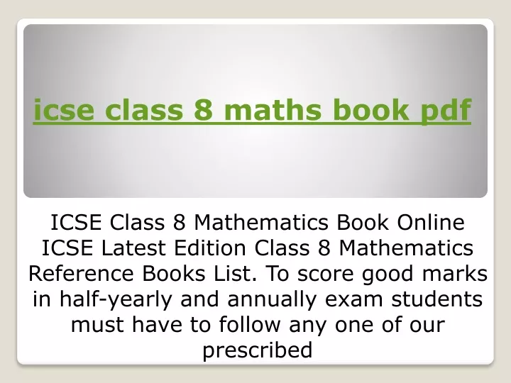 Ppt Icse Mathematics Class Book Powerpoint Presentation Free