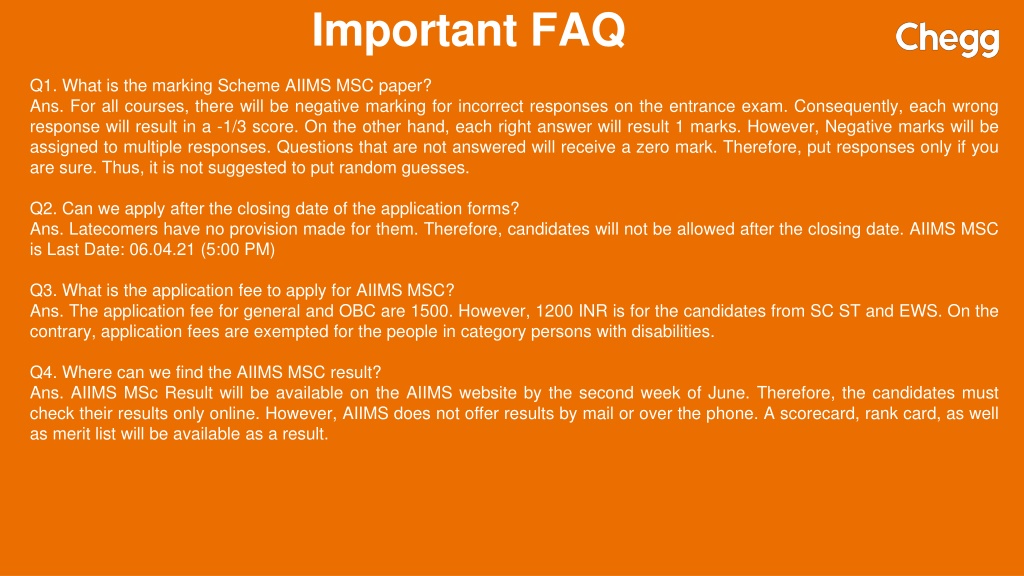 PPT AIIMS MSC Entrance Exam PowerPoint Presentation, free download