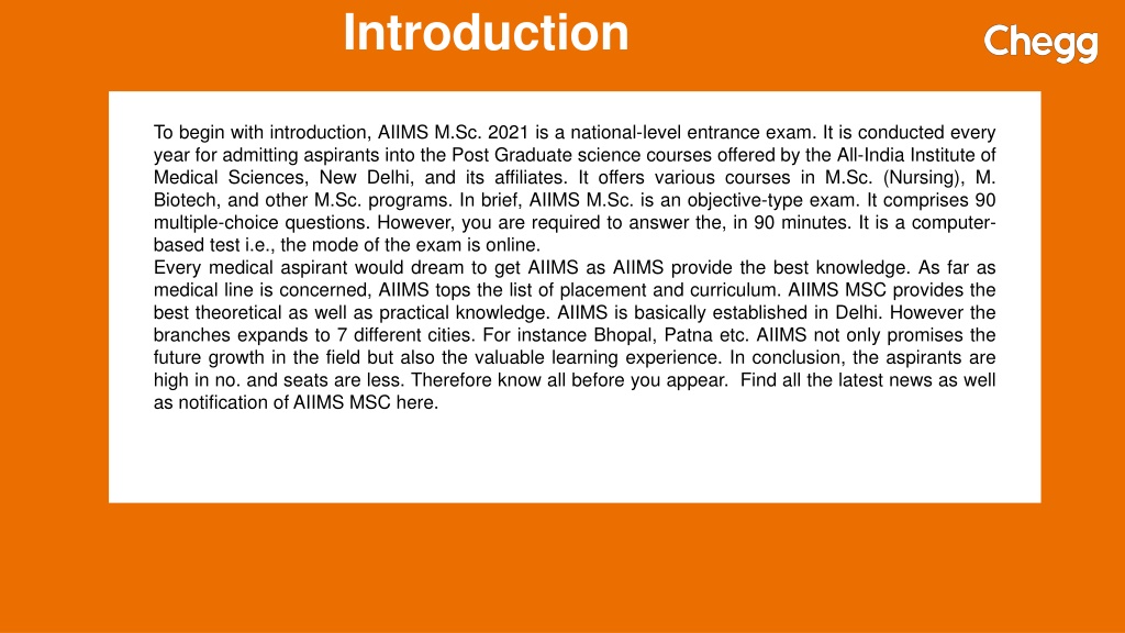 PPT AIIMS MSC Entrance Exam PowerPoint Presentation, free download