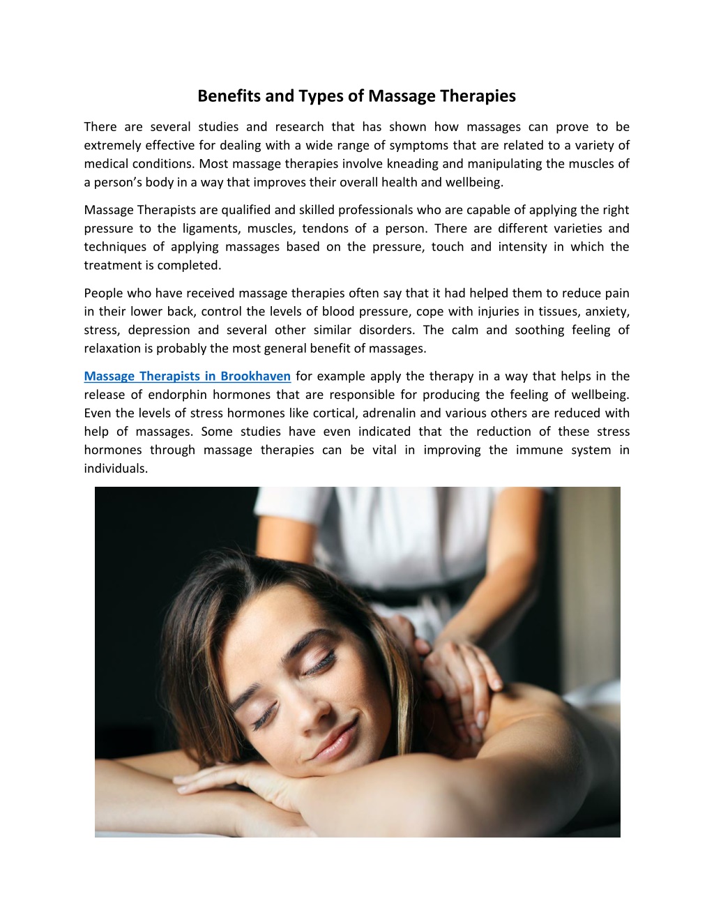Ppt Benefits And Types Of Massage Therapies Powerpoint Presentation