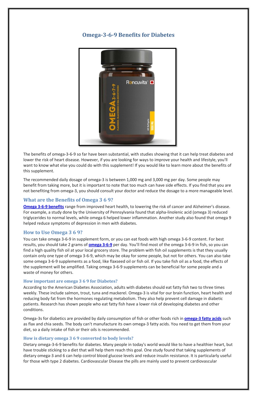 PPT Omega369 Benefits for Diabetes PowerPoint Presentation, free