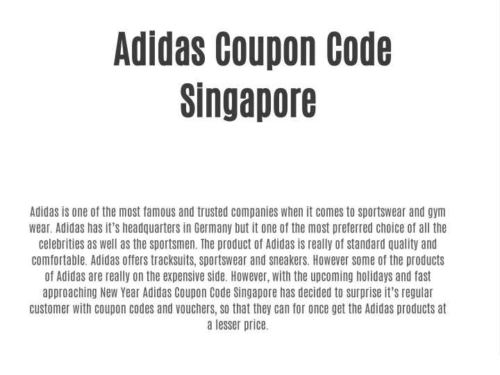 PPT Adidas Coupon Code Voucher Singapore PowerPoint Presentation