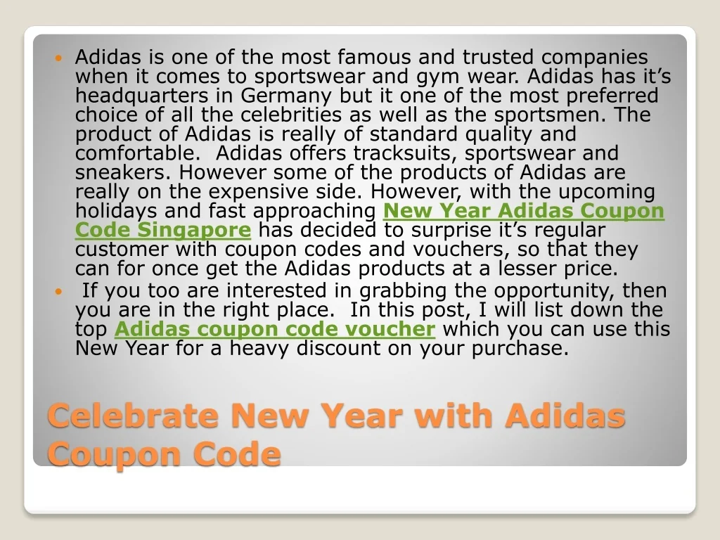 PPT Adidas Coupon Code Voucher In Singapore PowerPoint Presentation