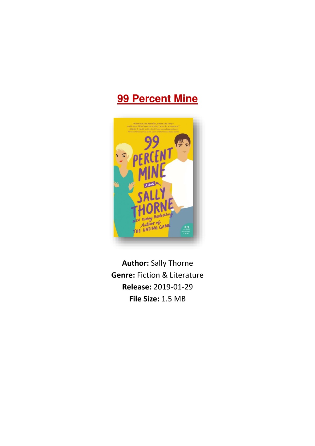 PPT - [PDF] Free Download 99 Percent Mine By Sally Thorne PowerPoint ...