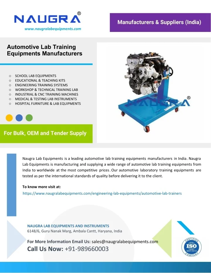PPT Automotive Lab Training Equipments Manufacturers PowerPoint