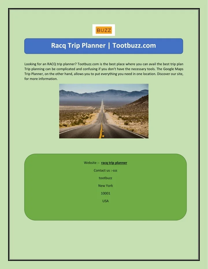 PPT Racq Trip Planner PowerPoint Presentation