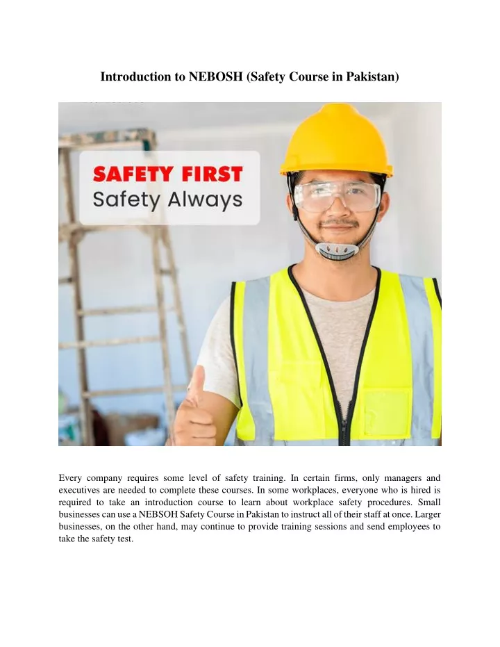 Ppt Introduction To Nebosh Safety Course In Pakistan Powerpoint Presentation Id11023893 