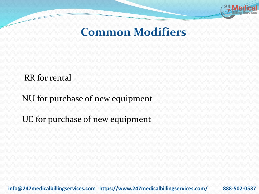 Most Common Modifiers